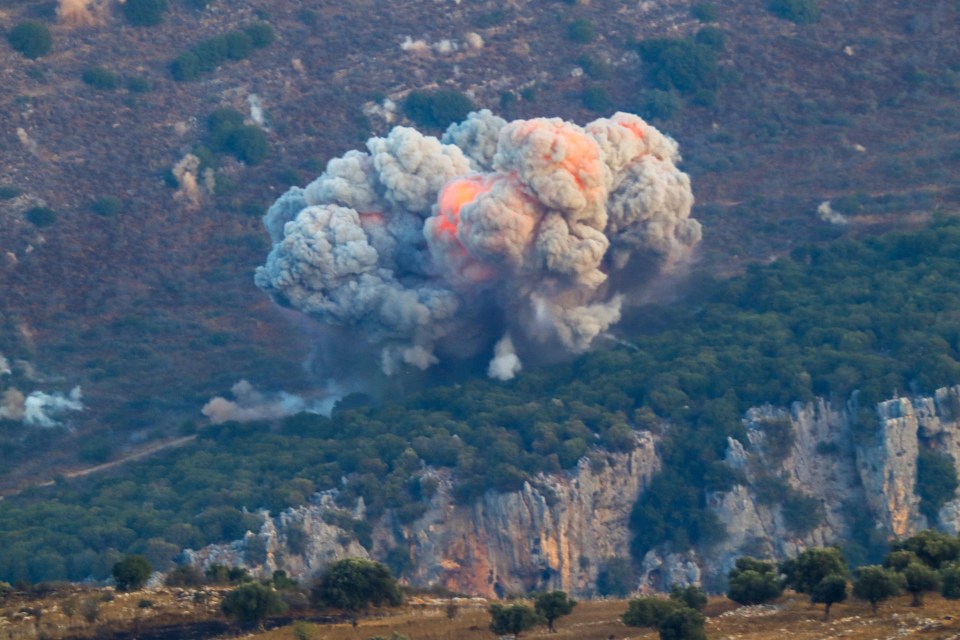 Smoke billows from the site of an Israeli airstrike in Marjayoun, near the Lebanon-Israel border