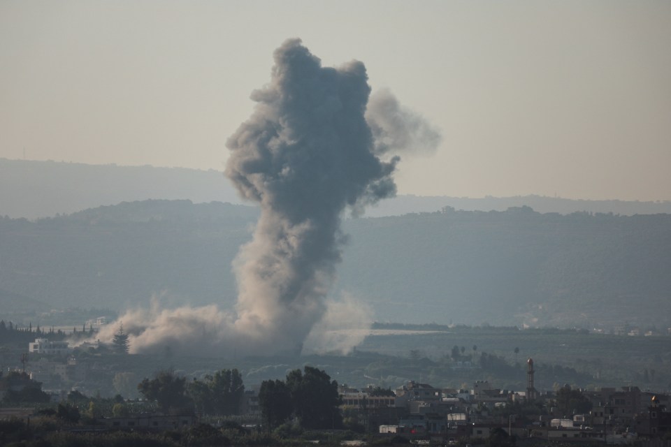 Smoke billows over southern Lebanon following an Israeli strike