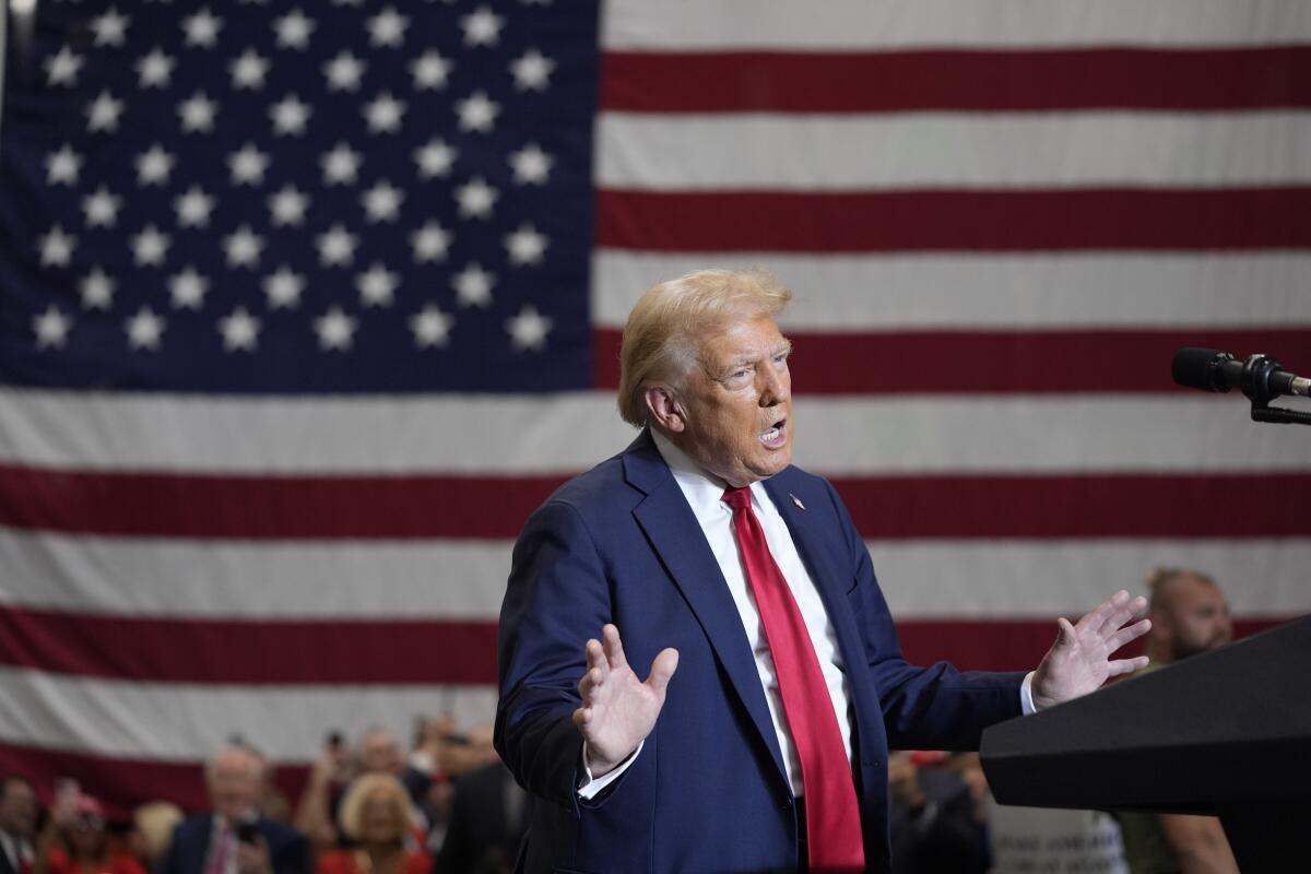 Donald Trump speaks during a campaign event Wednesday in Mint Hill, N.C.