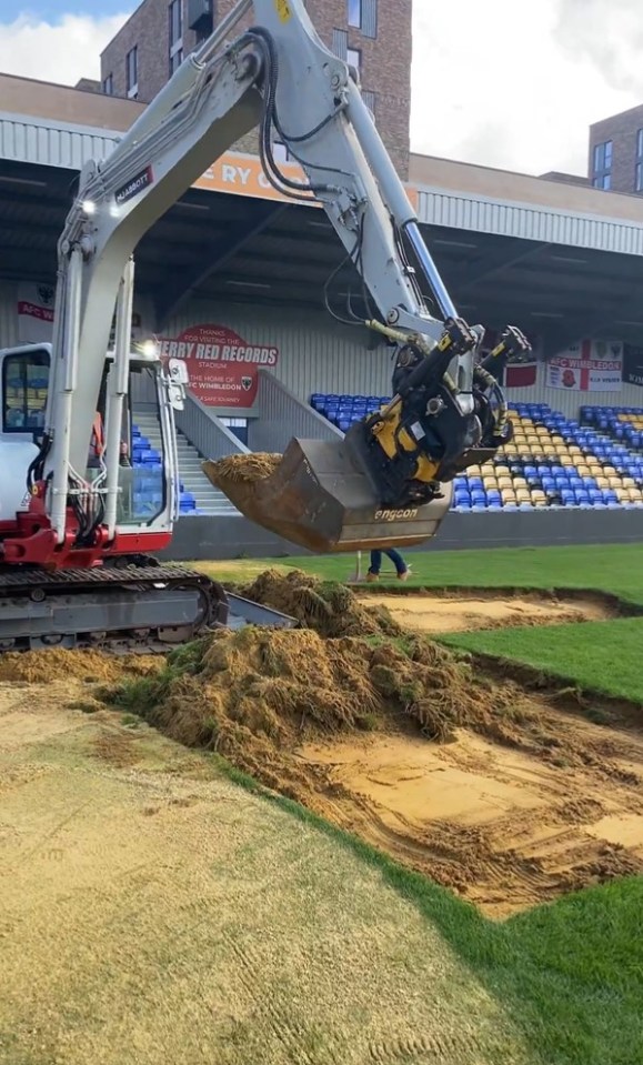 Work is underway to resurface the damaged part of the pitch