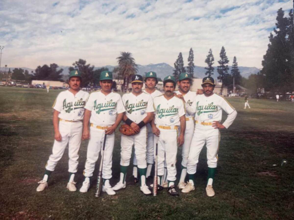 Teammates in a Southern California baseball league comprised mostly of immigrants from the Mexican state of Zacatecas