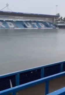 The playing surface was completely submerged