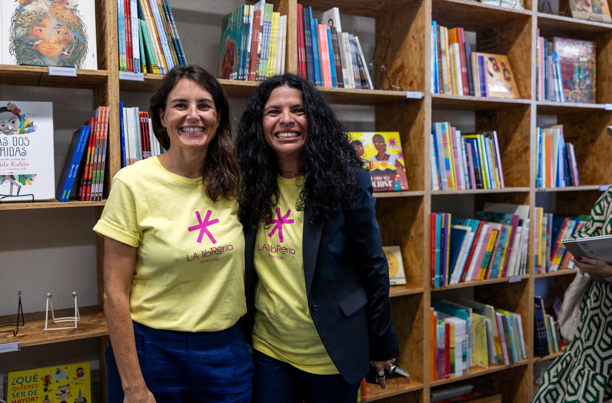 LA Librería co-founders Chiara Arroyo and Celene Navarrete at Sunday's celebration of their bookstore's larger space. 