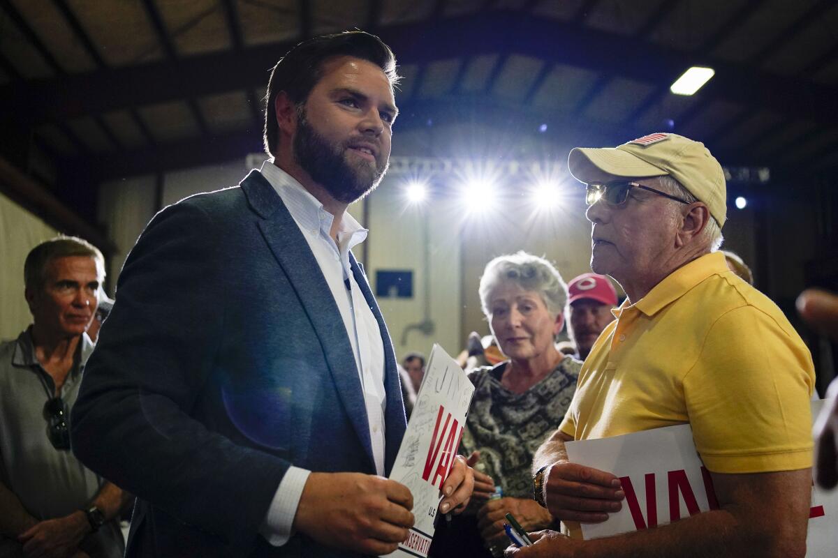 JD Vance at a rally in 2021 in Middletown, Ohio, where he announced he would run for U.S. Senate.