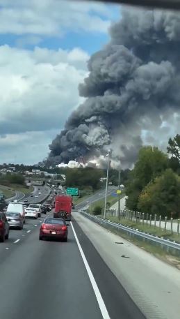 The chemical plant burned in Conyers, Georgia