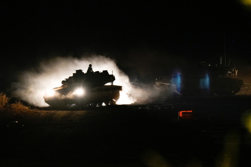 Israeli tanks massed near the border ahead of the invasion