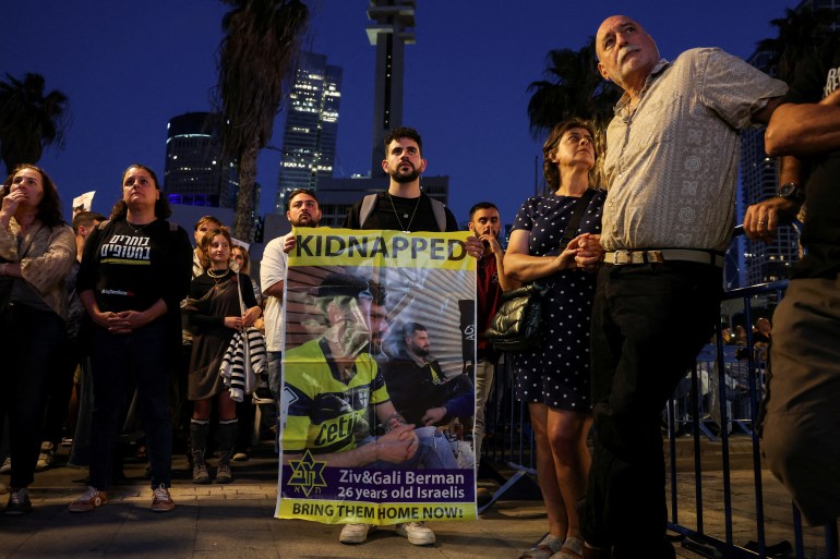 Rally held in Tel Aviv under the slogan “Our Hope is Not Yet Lost” in support of releasing the hostages following October 7 attacks, May 13, 2024 [Shannon Stapleton/Reuters]