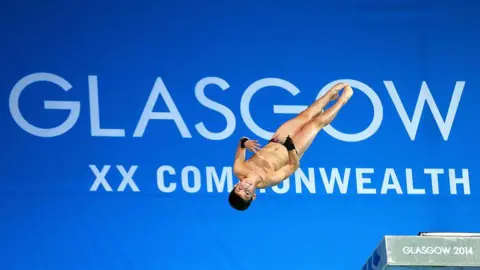 Getty Images Tom Daley mid dive at the 2014 Commonwealth Games