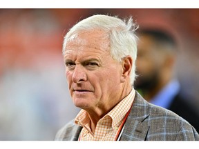 CLEVELAND, OHIO - OCTOBER 31: Co-owner of the Cleveland Browns, Jimmy Haslam, looks on prior to the start of the game against the Cincinnati Bengals at FirstEnergy Stadium on October 31, 2022 in Cleveland, Ohio.