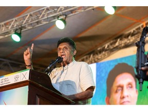 Sajith Premadasa during a campaign rally in Gampaha on Sept. 17.