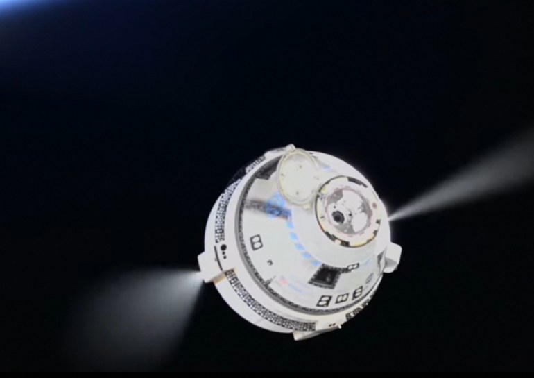 In this screen grab from a NASA livestream, the Boeing Starliner spacecraft can be seen pulling away from the International Space Station for its unmanned return to the surface of Earth on September 6, 2024. - Boeing's problem-plagued Starliner is set to finally depart the International Space Station (ISS) on September 6, 2024, returning to Earth without astronauts after NASA deemed the risk too great. (Photo by NASA / AFP) / RESTRICTED TO EDITORIAL USE - MANDATORY CREDIT "AFP PHOTO / NASA" - NO MARKETING NO ADVERTISING CAMPAIGNS - DISTRIBUTED AS A SERVICE TO CLIENTS