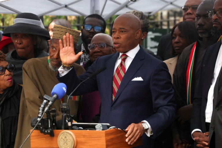 New York City Mayor Eric Adams during a press conference