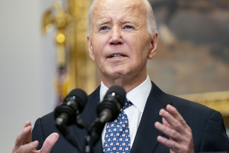 President Joe Biden delivers remarks on his administration's response efforts to Hurricane Helene in the Roosevelt Room at the White House in Washington, D.C., on Monday. Photo by Bonnie Cash/UPI