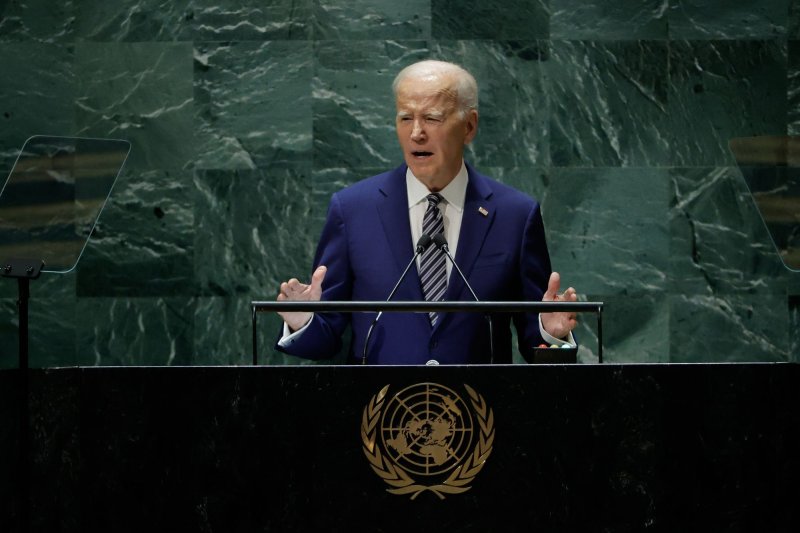 President Joe Biden, seen here addressing the United Nations General Assembly in 2023, will deliver his final speech before the gathering, where he is expected to touch on global conflicts and his diplomatic victories. File Photo by Jason Szenes/UPI