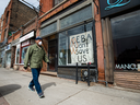 A closed Toronto business pleads for further financial assistance at the height of the pandemic in 2020. About five per cent of firms closed their doors in June, the highest closure rate since the same month in 2020.