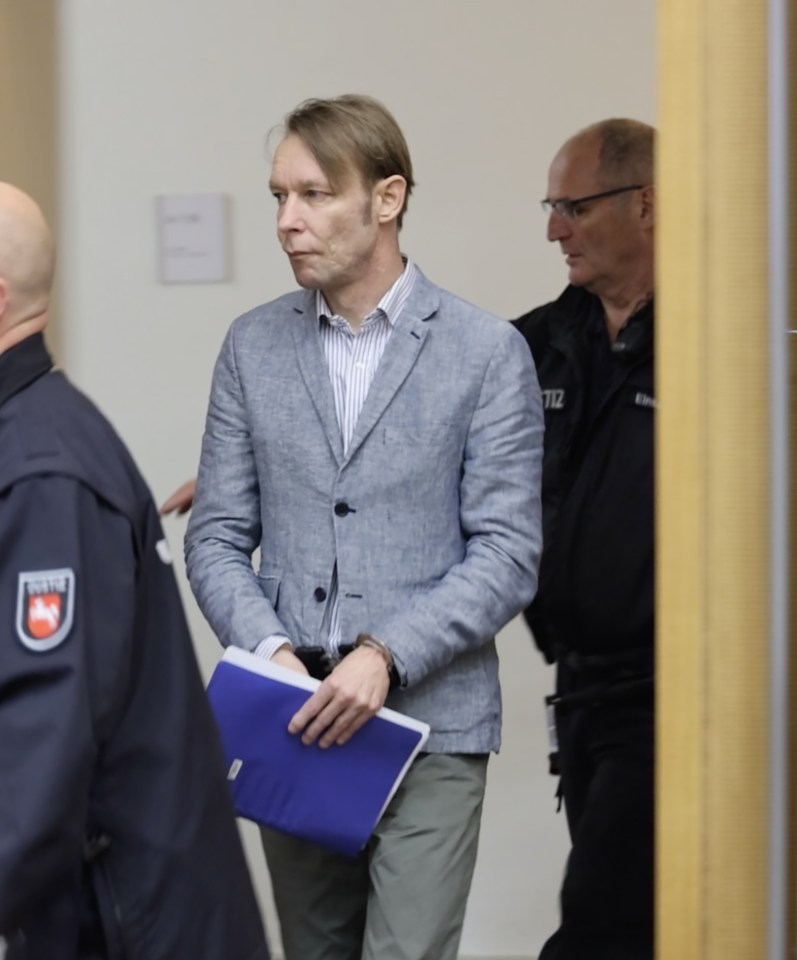 Christian Brueckner, being led into the court in Braunschweig this morning