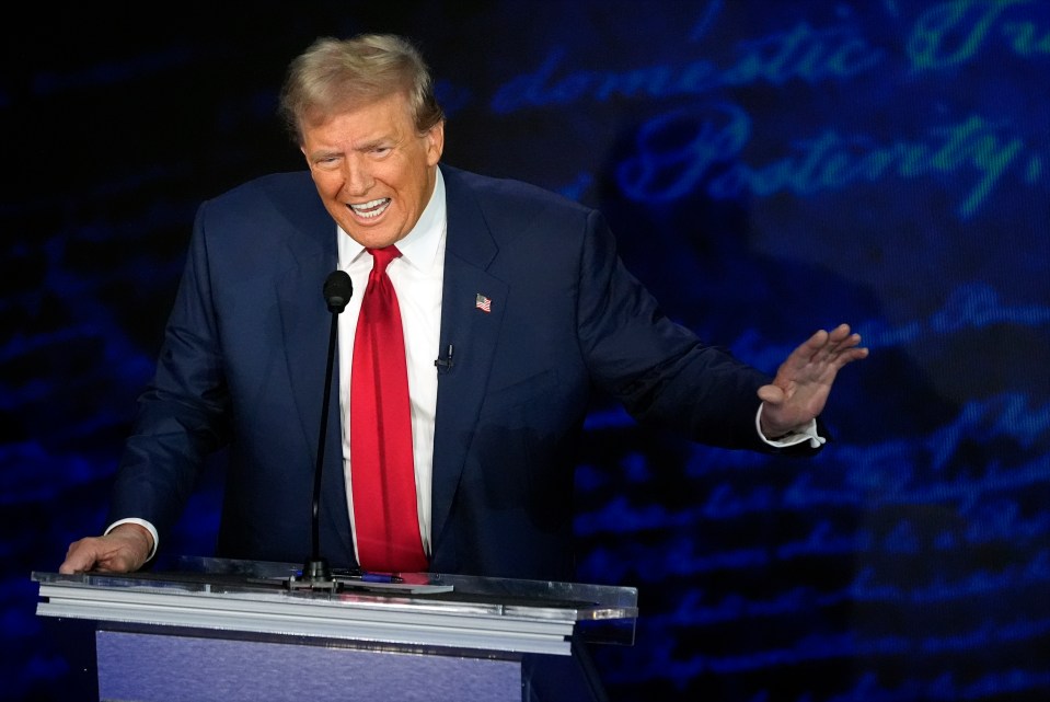 Republican presidential nominee Donald Trump speaks during the presidential debate