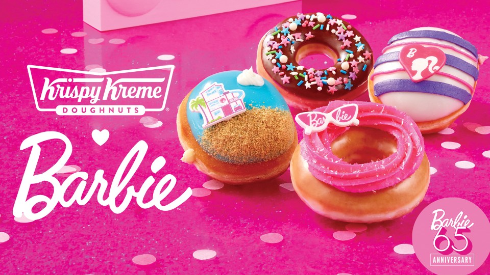 Fans can get their hands on these delicious Barbie themed Krispy Kreme donuts to celebrate the 65th anniversary of the iconic fashion doll