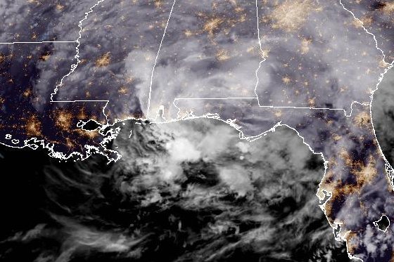 Francine, which made landfall in southern Louisiana on Wednesday evening and has since been downgraded to a tropical storm, was located just northwest of New Orleans early Thursday. Image courtesy of NOAA