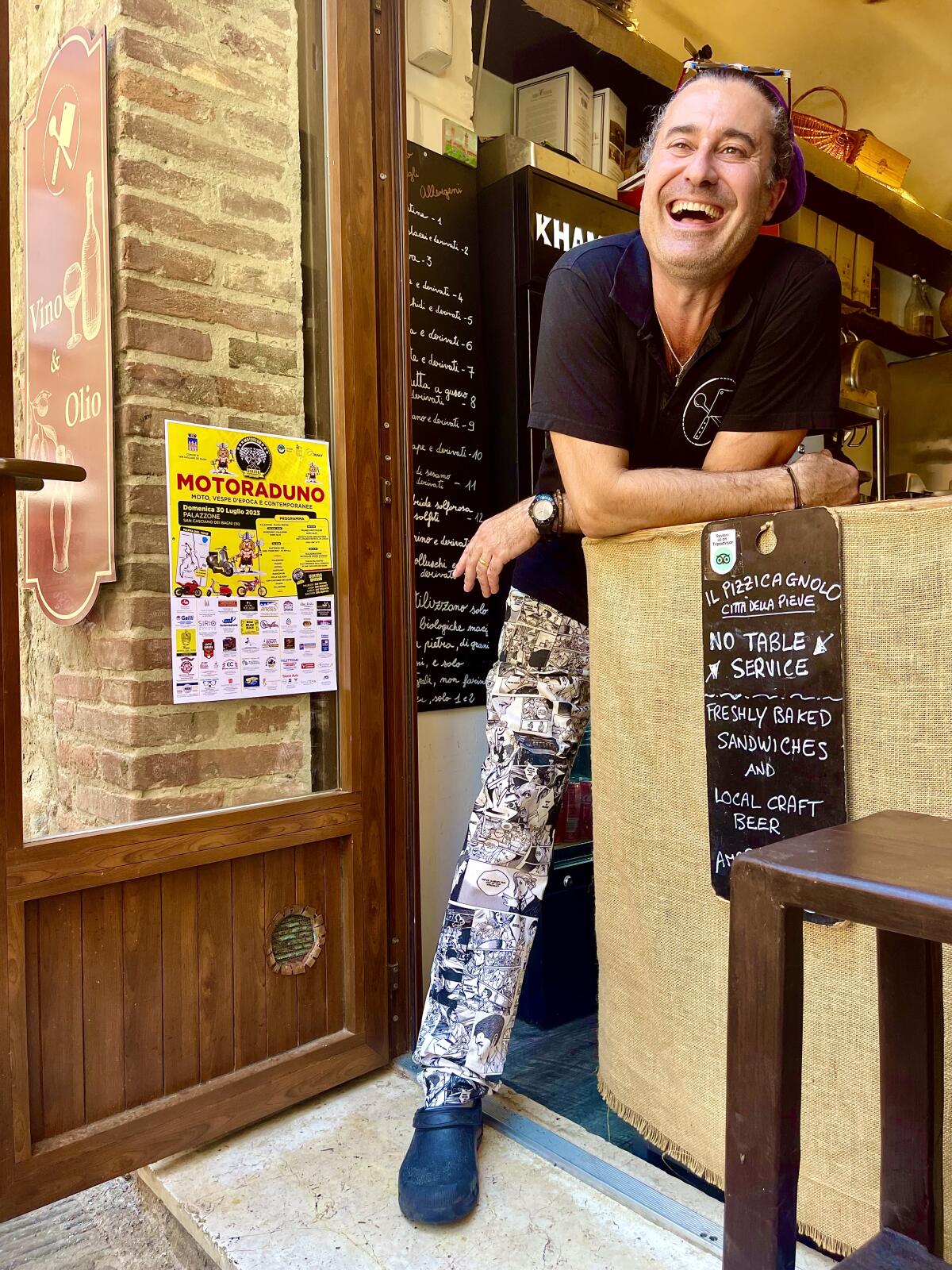 Luca Bartoccioni at his sandwich shop Il Pizzicagnolo di Bartoccioni in the Umbrian town Città della Pieve.