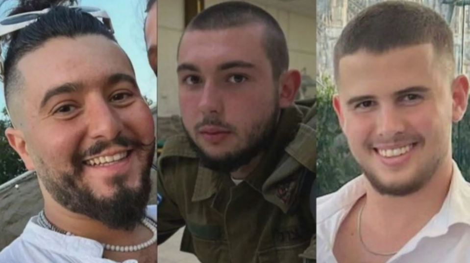 The IDF admits there is a 'high probability that three hostages were killed in an airstrike. From left to right:  Elia Toledano, Nik Beizer, Ron Sherman,,