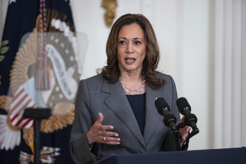 Vice President Kamala Harris will visit Douglas, Ariz., on Friday where she is expected to push for a border security bill that would provide funding for border agents and speak out against the flow of illegal fentanyl into the United States. Photo by Al Drago/UPI