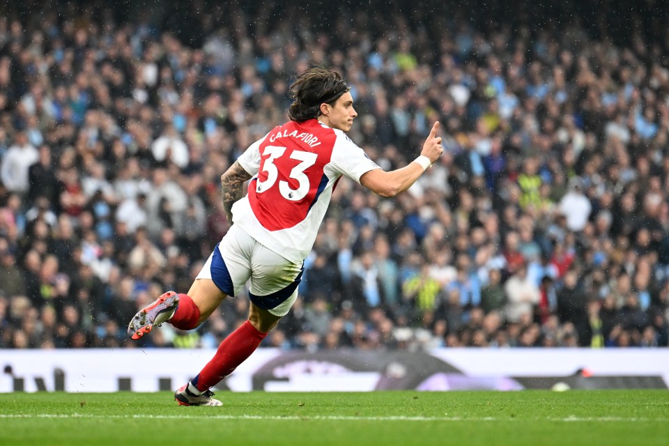 Riccardo Calafiori drew Arsenal level against Manchester City in sensational fashion