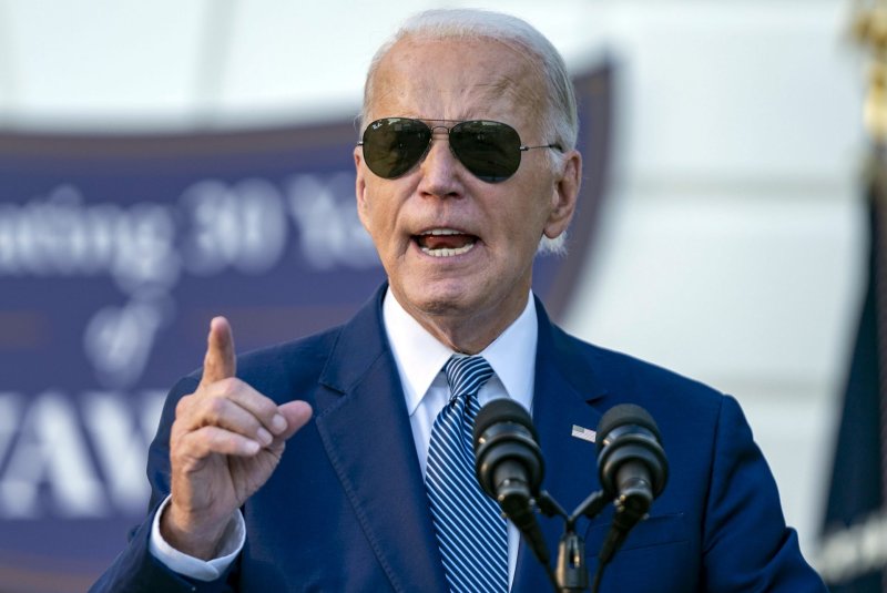 President Joe Biden speaks during an event honoring the 30th anniversary of the Violence Against Women Act on the South Lawn of the White House in Washington on Thursday. The president hosted survivors, advocates, former staffers and allies to celebrate the bill he wrote while serving as a U.S. Senator. Photo by Bonnie Cash/UPI