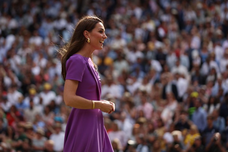 Kate Middleton, the princess of Wales, appears at the Wimbledon final on July 14. File photo by Hugo Philpott/UPI