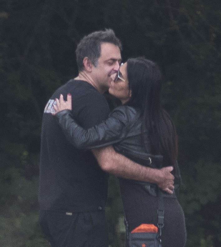 Exes Ronnie O'Sullivan and Laila Rouass cuddled on a dog walk close to their home