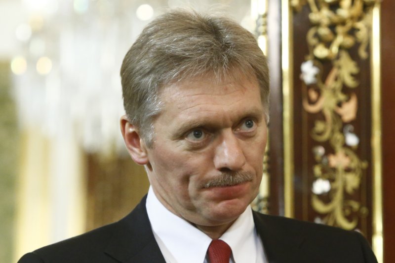 Kremlin spokesman Dmitry Peskov attends a meeting of Russian President Vladimir Putin with Japanese Prime Minister Shinzo Abe at the Kremlin in Moscow, Russia, in April 2017. File Photo by Sergei Karpkukhin/EPA