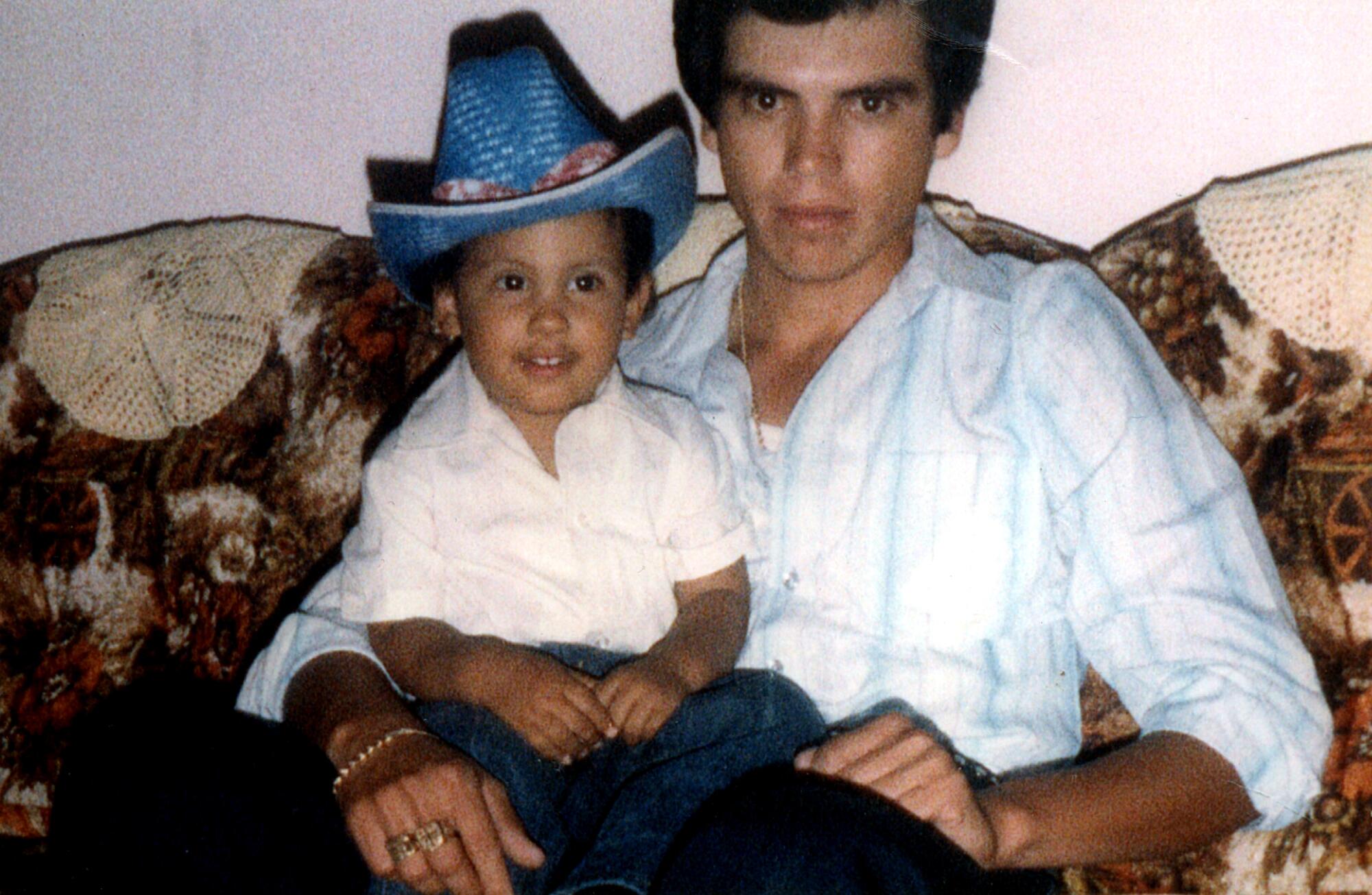 Family photo of Adan Sanchez as a young boy with his father, singer Chalino Sanchez. Photo courtesy Maricela Sanchez