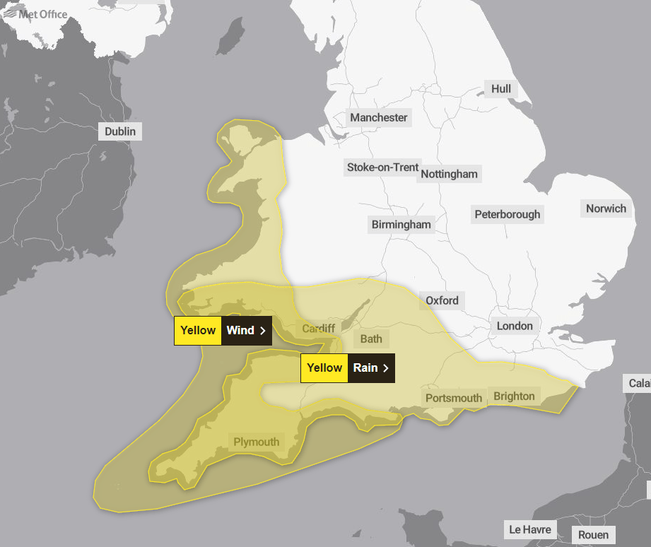 Two fresh weather warnings come into force today for wind and rain