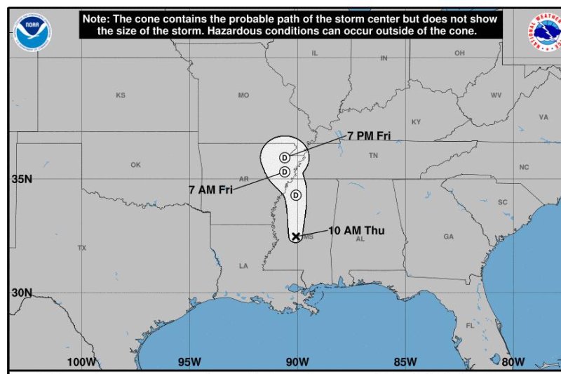 A weakened but still potent Francine was dumping heavy rain as it moved inland Thursday transitioning from a hurricane to a tropical depression. Winds dropped to 35 mph, but millions of people were under flood watches. Image courtesy of national Hurricane Center