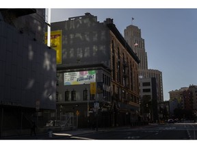 A billboard mocking harm reduction policies near the San Francisco Federal Building.