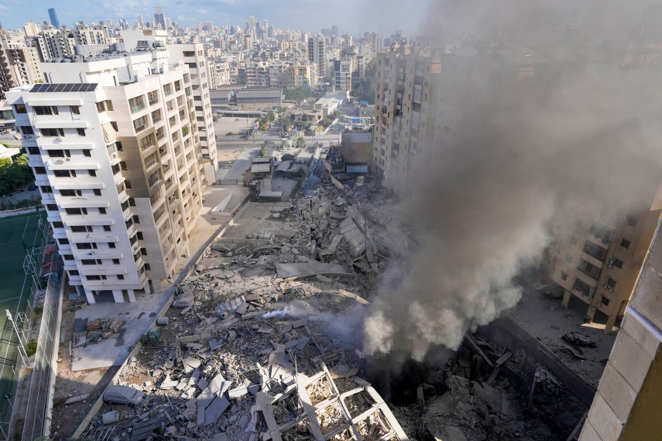 The aftermath of an Israeli airstrike in Dahiyeh, Beirut today as the IDF continues their ground offensive