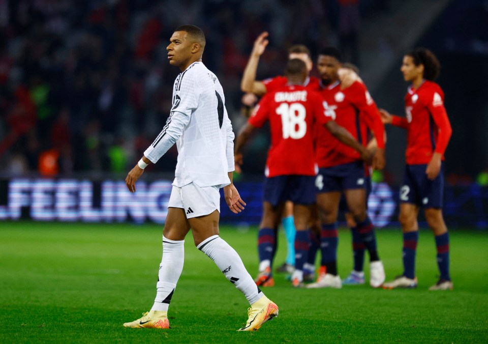 Real striker Kylian Mbappe came on for defender Eder Militao but it proved in vain as Lille pulled off an early shock in this season's Champions League