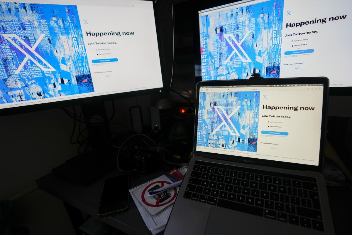 A view of a laptop shows the Twitter sign-in page with their logo, in Belgrade, Serbia, Monday, July 24, 2023.