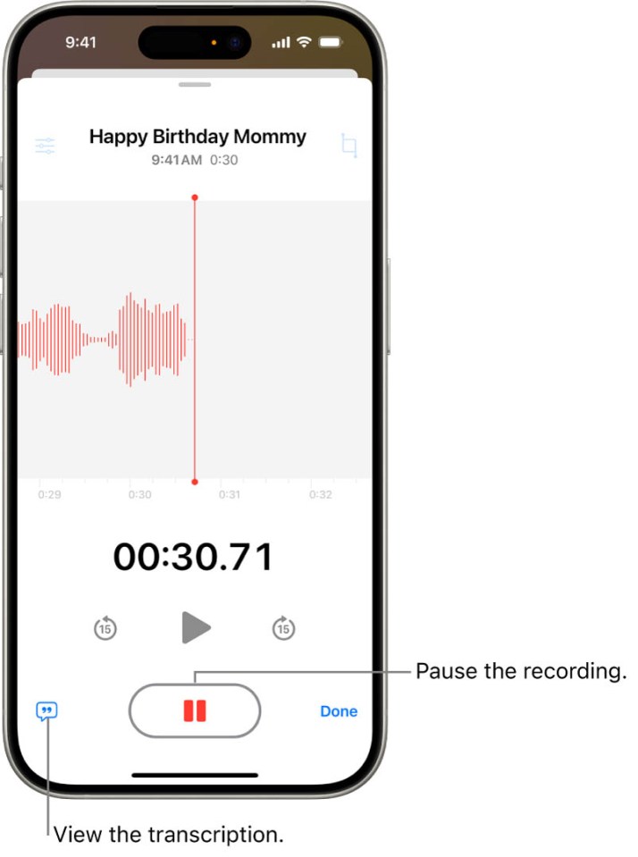 You can view transcriptions of your Voice Memos live as you're recording them