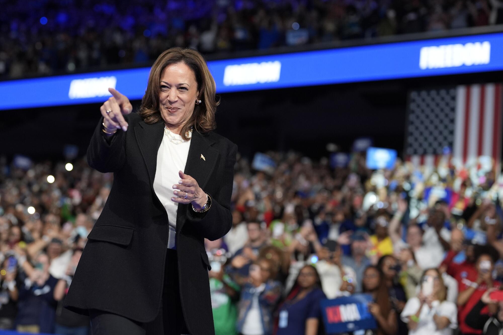 Democratic presidential nominee Vice President Kamala Harris at a campaign event.