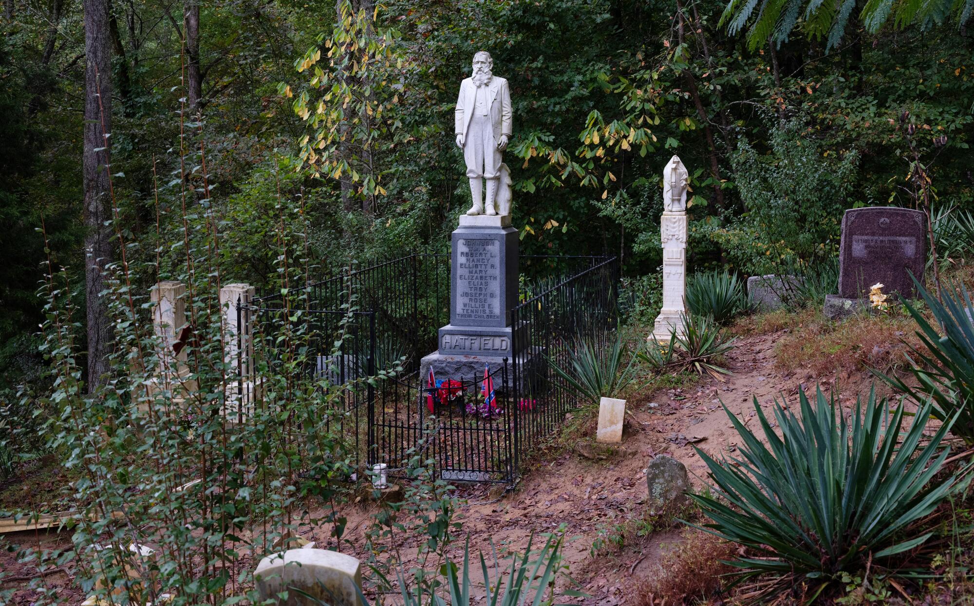 The grave of the Hatfield family patriarch, Devil Anse Hatfield, in Sarah Ann, W.Va.