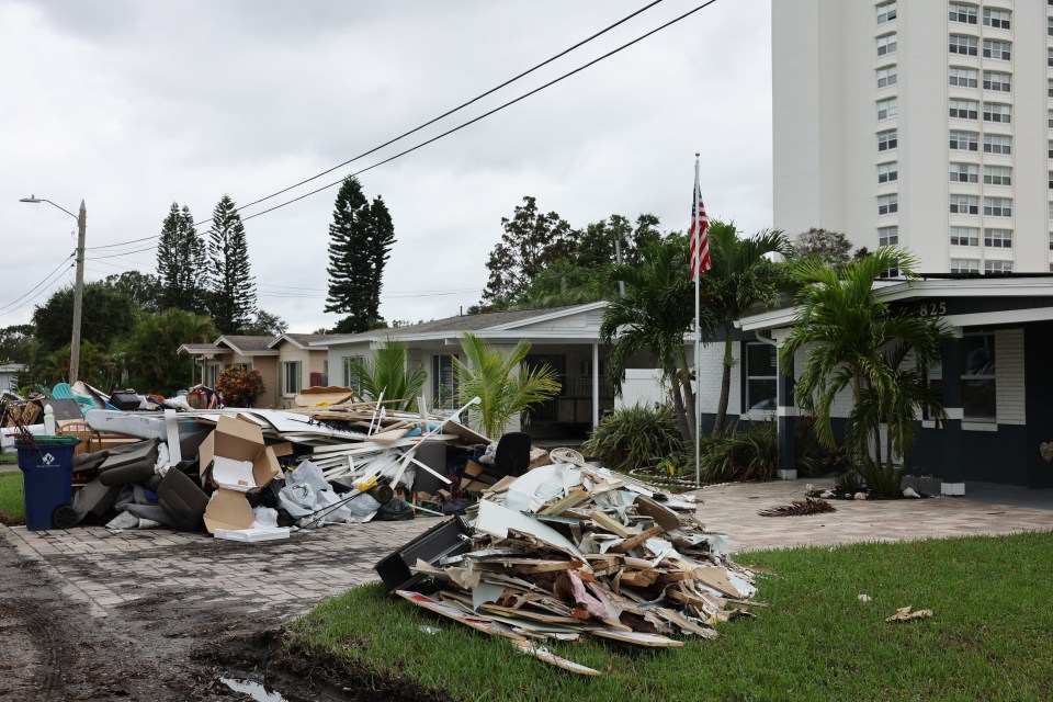 Debris is piled up from the previous storm in Treasure Island