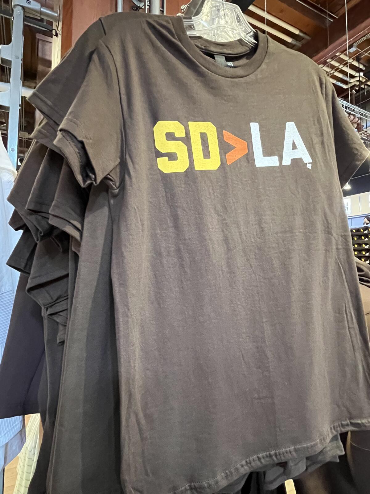 A shirt on sale in the Padres' team store 