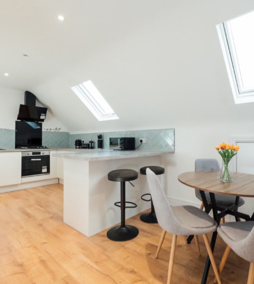 This two-bedroom London apartment is available through Raffall