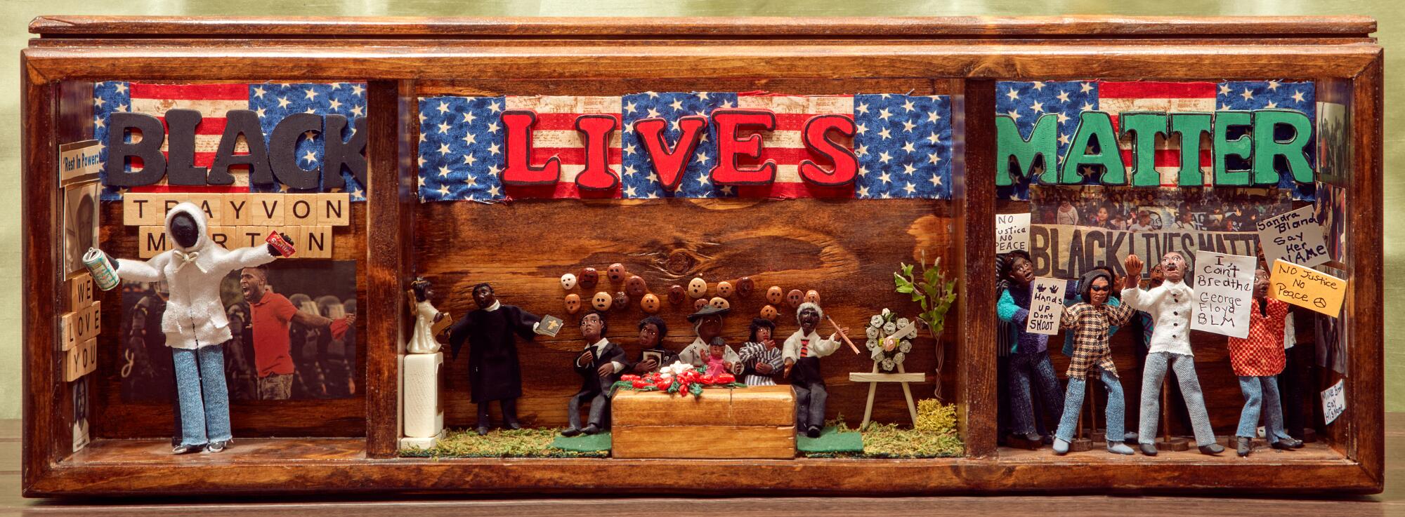 A "Black Lives Matter" diorama created by Karen Collins.