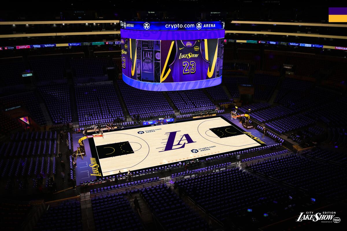 A rendering of the Lakers court.