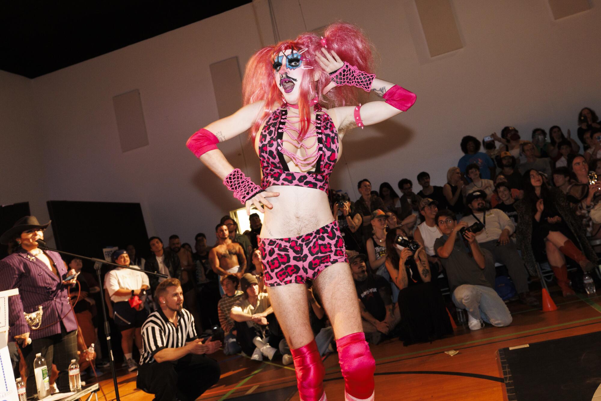 Frolic and Frot's adult creator Piranha performs a drag show at the event.