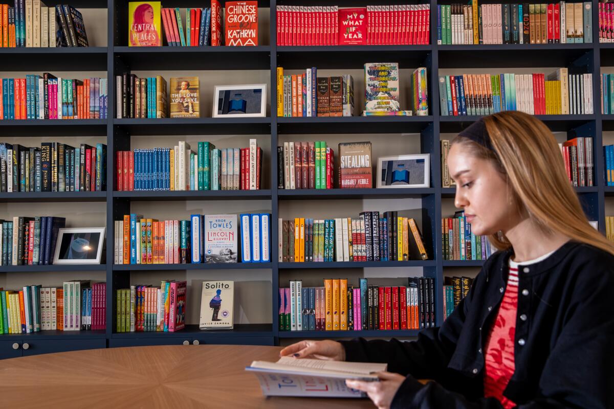 Bookshelves in a bookstore