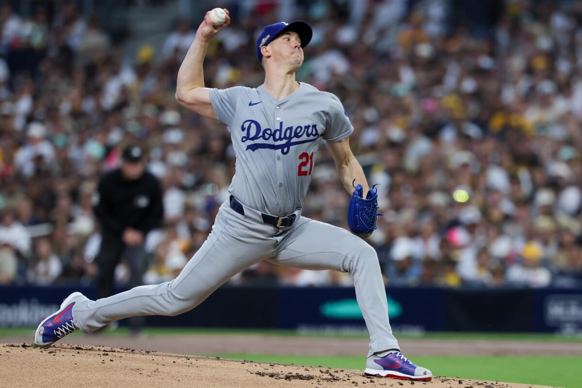 Dodgers pitcher Walker Buehler delivers in Game 3 of the NLDS on Oct. 8.