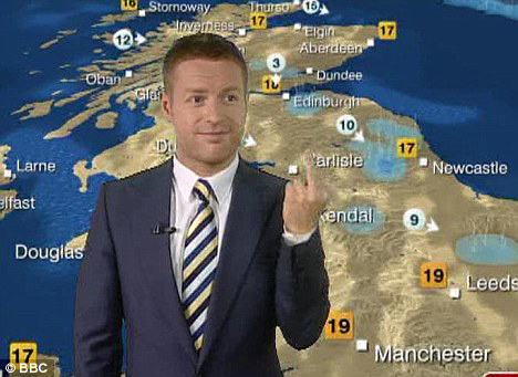 Tomasz Schafernaker tried to keep reading while retching, before mumbling 'excuse me' and rushing off